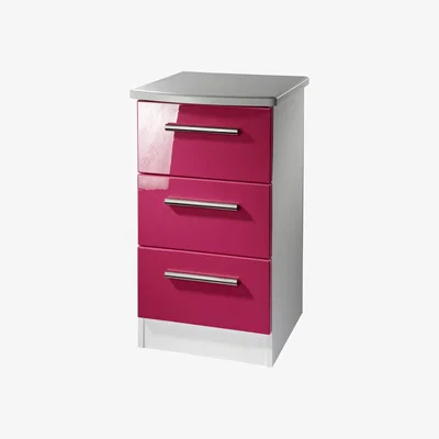 The Range Kensington Ready Assembled 3 Drawer bedside - Pink and White