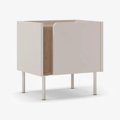 The Range Bedside Table Cabinet Soft-Close Door Nightstand - Natural Oak, Sandstone