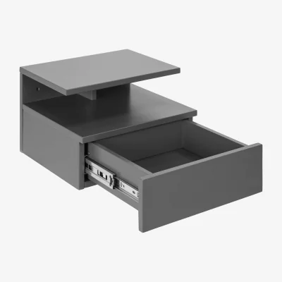 The Range Wyld Haus Lincoln Grey Floating Bedside Table, 1 Drawer and Open Shelf - Grey