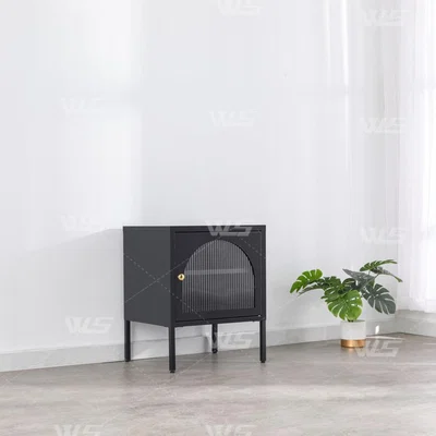 The Range Urbi Modern Industrial Metal Bedside Table - Black
