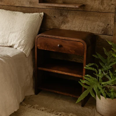 The Range Salo Open Bedside Table Solid Mango Wood Chestnut - Brown