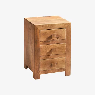 The Range Dakota Light Mango 3 Drawer Bedside Cabinet - Light Wood