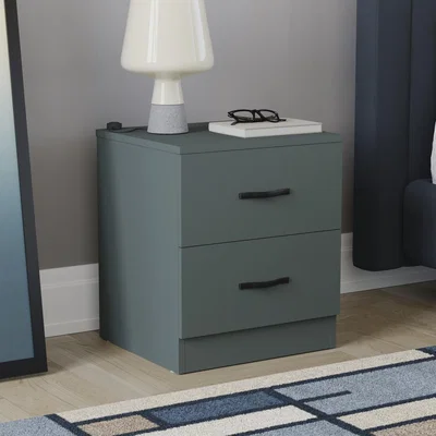 The Range Riano 2 Drawer Bedside Chest - Jasper Green