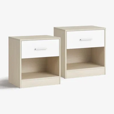 The Range Set of 2 Bedside Tables with Open Compartments - Natural