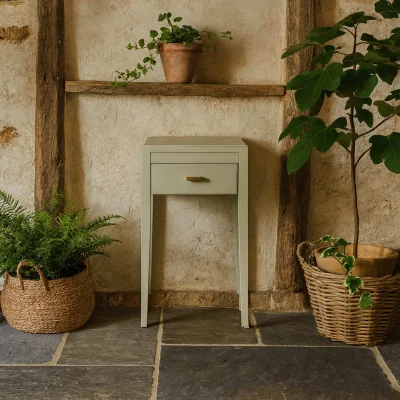 The Range Tiradentes Mist Grey 1-Drawer Bedside Table - Green
