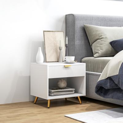 The Range HOMCOM Bedside Table Cabinet With Drawer and Open Compartment - White