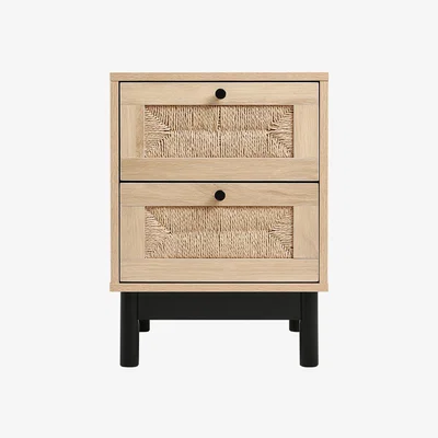 The Range Small 2-Drawer Woven Bedside Table Cabinet - Natural