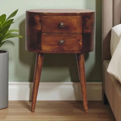 The Range Mini Round Solid Wood Bedside Table
