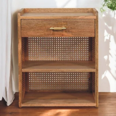 The Range Solid Wood Larissa T-Bar Open Bedside - Brown