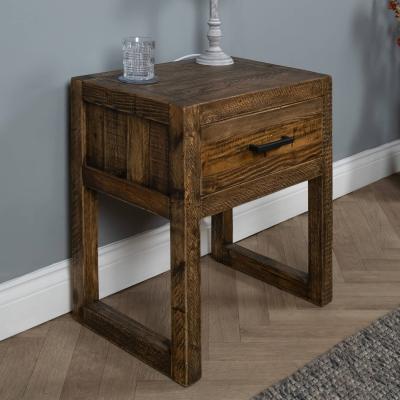 The Range Reclaimed Pine Bedside Cabinet - Brown