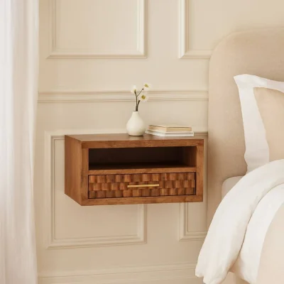 The Range Solid Wood Cadiz Carved Slot-Drawer Bedside - Brown