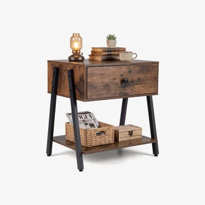 The Range Industrial Nightstand with Drawer - Brown