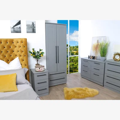 The Range Beverley Ready Assembled 3 Drawer Bedside Cabinet - Dusk Grey