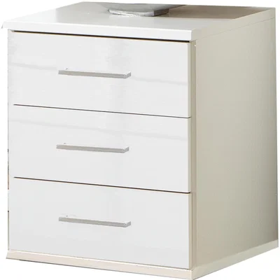 The Range Clack 45cm Wide 3 Drawer Bedside Cabinet - White Gloss