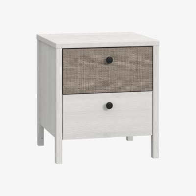 The Range Whitewashed Bedside with Linen Effect Panel - Whitewashed