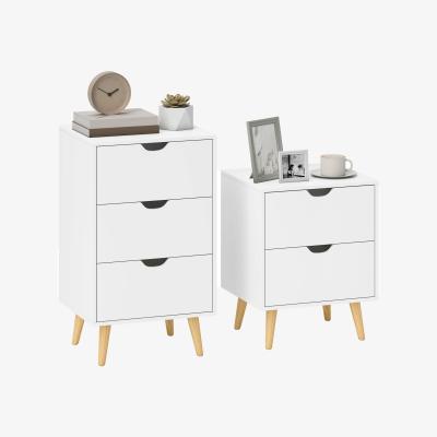 The Range HOMCOM Bedside Table, Nightstand with Drawers and Pine Legs,wihte - White