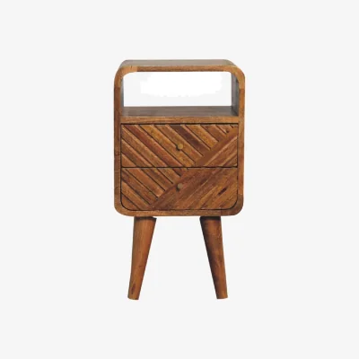 The Range Solid Wood Mini Lille Curved Bedside - Brown
