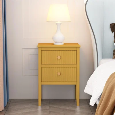 The Range Bellaria 2 Drawer Bedside Table - Mustard
