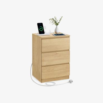 The Range VASAGLE Bedside Table with Charging Station - Yellow