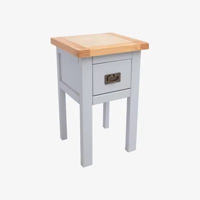 The Range Argenta 1 Drawer Bedside Table - Grey / Brass Drop