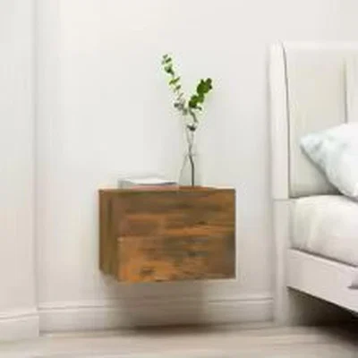 The Range Oak Effect Wall Bedside Table - Brown
