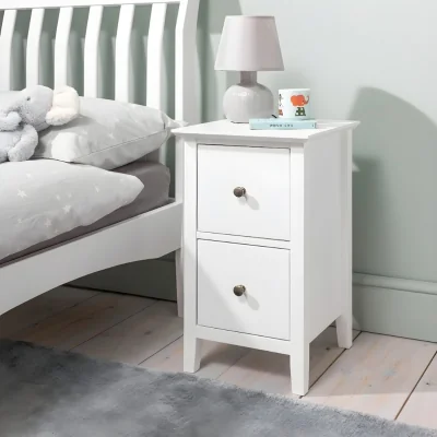 The Range Asora Bedside 2 Drawer Cabinet Solid Nightstand Side Table - White