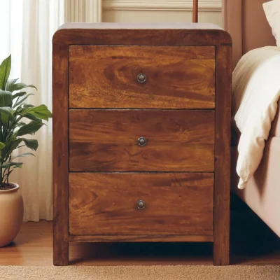 The Range Solid Wood Aspen 3 Drawer Bedside - Chestnut