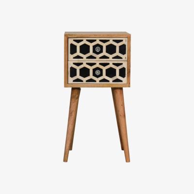 The Range Mini Bone Inlay 2 Drawer Modern Style Tabletop Bedside Table - Black
