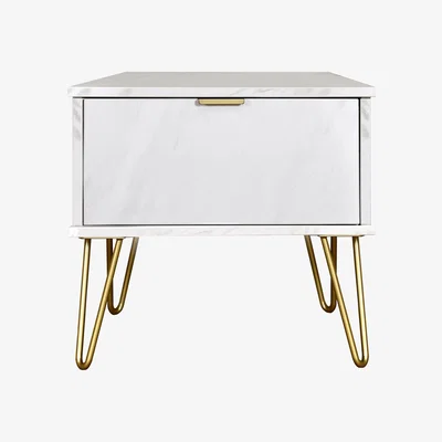 The Range Hong Kong Ready Assembled 1 Drawer Bedside Cabinet - Marble