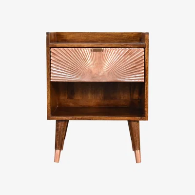 The Range Manila Copper 1 Drawer Rich Chestnut Finish Elegant Bedside Table - Brown