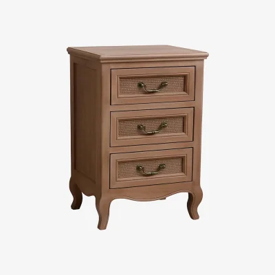 The Range Pack of 2 Hessian Solid Wood 3 Drawer Bedside Tables