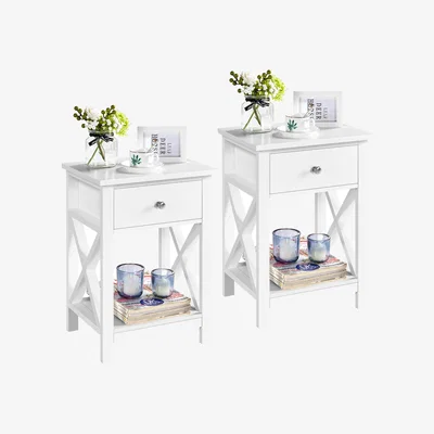 The Range Set of 2 X Shaped Bedside Table - White