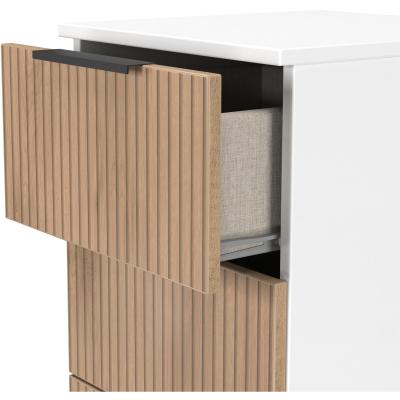 The Range Java Ready Assembled 5 Drawer Bedside - Slatted Effect / White