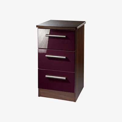 The Range Kensington Ready Assembled 3 Drawer bedside - Aubergine and Walnut