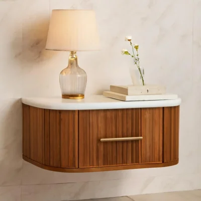 The Range Solid Wood Beaumont Wall-Mounted Bedside - Brown