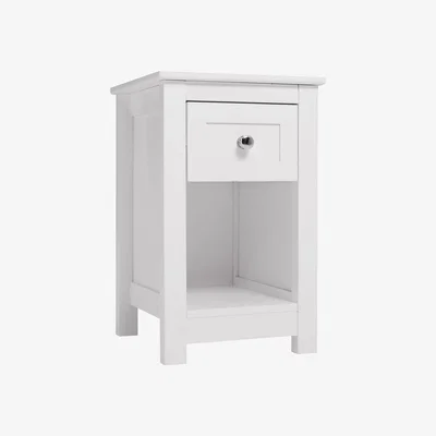 The Range Modern Beside Cabinet Nightstand Side Table with Shelf Slide Drawer - White