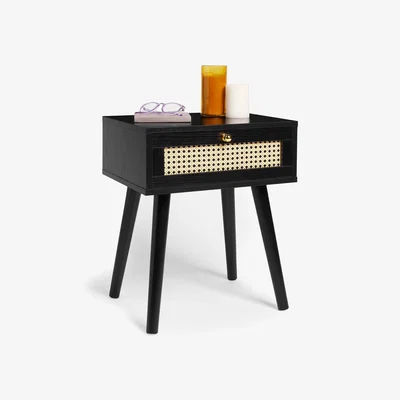 The Range Bedside Table with Storage Drawer - Black