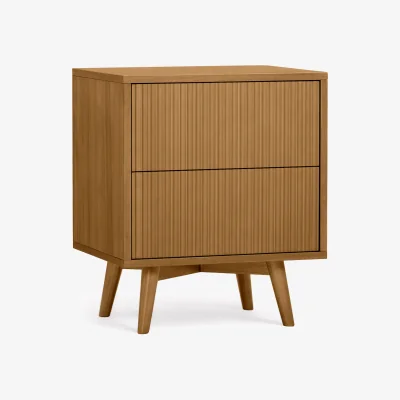 The Range Teamson Home Tremolo Bedside Table with 2 Drawers and Fluted Fronts A - Natural