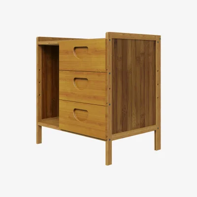 The Range Bedside Table with 3 Storage Drawer and Shelves - Tawny