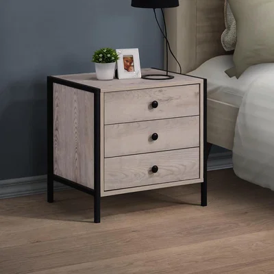 The Range Zahra Bedside Table Cabinet Bedroom Furniture Nightstand 3 Drawer Ash Oak - Brown