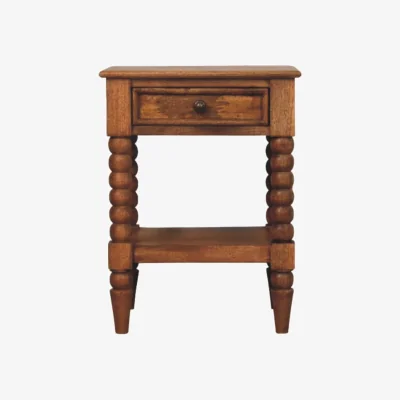The Range Solid Wood Spindle Bedside - Amber Oak