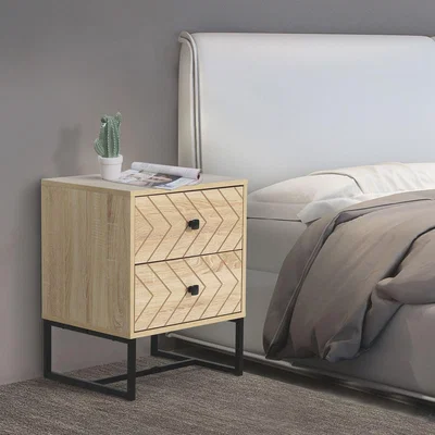 The Range Two-Draw Bedside Table - Natural wood