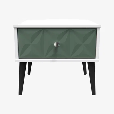 The Range Pixel Ready Assembled 1 Drawer Bedside Cabinet - Labrador Green & White