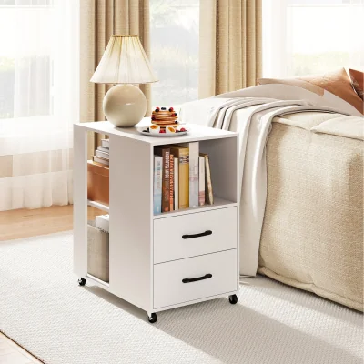 The Range Rolling Bedside Table - White