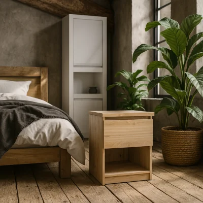 The Range Budapest Natural Effect Bedside Table 1 Drawer 1 Shelf - Natural