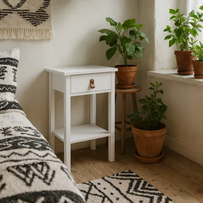 The Range Wildberry Bedside Table Matt 1 Drawer and Bottom Shelf - White
