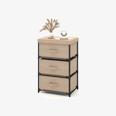 The Range 3-Tier Fabric Dresser Fabric Nightstand - Brown