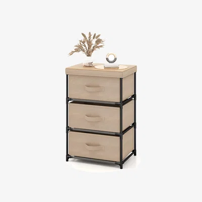 The Range 3-Tier Fabric Dresser Fabric Nightstand - Brown