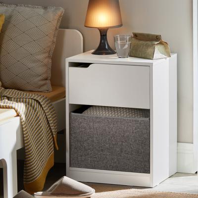 The Range SoBuy Bedside Table with Drawer and Fabric Basket - White
