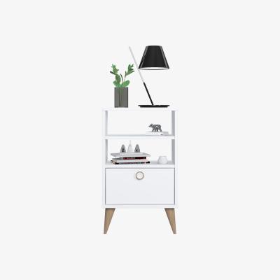 The Range Vega 74cm Tall Nightstand with Shelf by Ruumstore - Opaque White